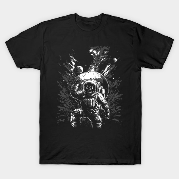 Astronaut space explosion T-Shirt by albertocubatas